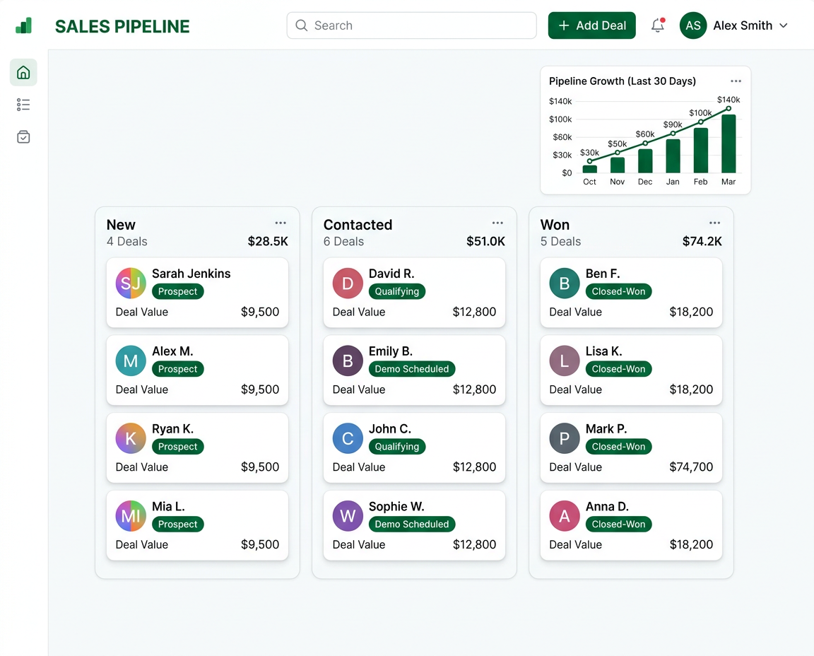 WorkFlow CRM sales pipeline dashboard