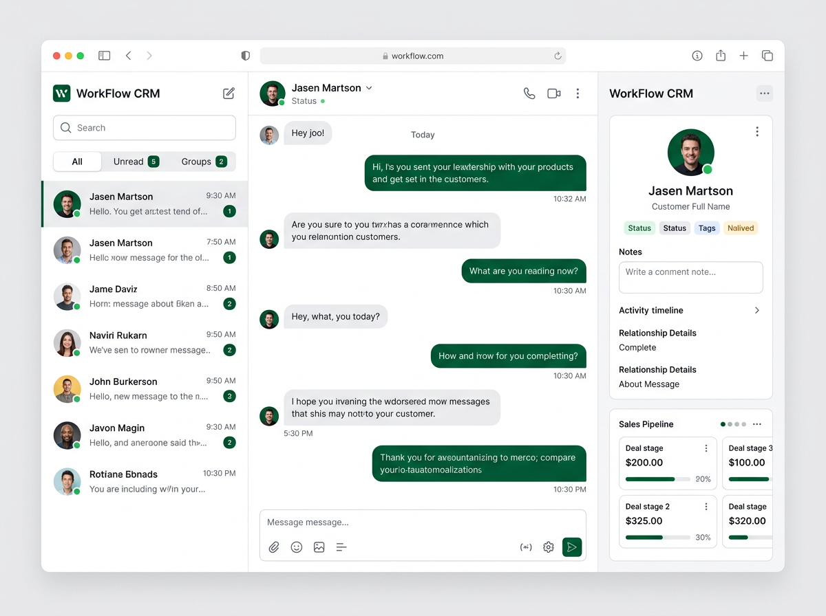 WorkFlow CRM running on WhatsApp Web